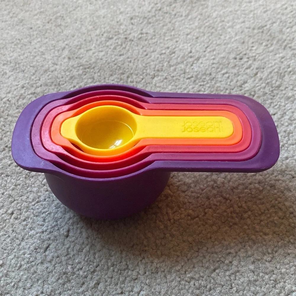 Colorful Nested Measuring Cups & Spoons Set — Purple/Red/Orange/Yellow
